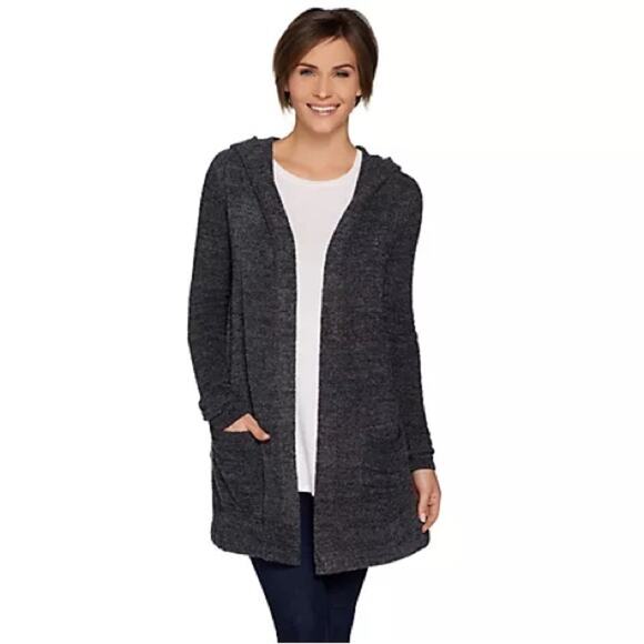 Barefoot Dreams Sweaters - Barefoot Dreams CozyChic Lite Resort Cardi with Hood Size Medium